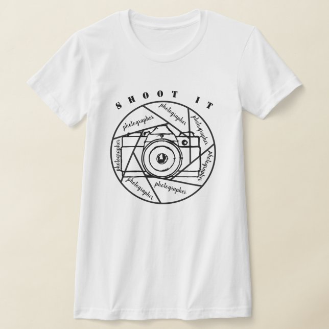 Fotografikamera svart och vit T-Shirt (Laydown)