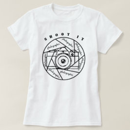Fotografikamera svart och vit T-Shirt