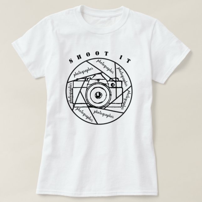Fotografikamera svart och vit T-Shirt (Design framsida)