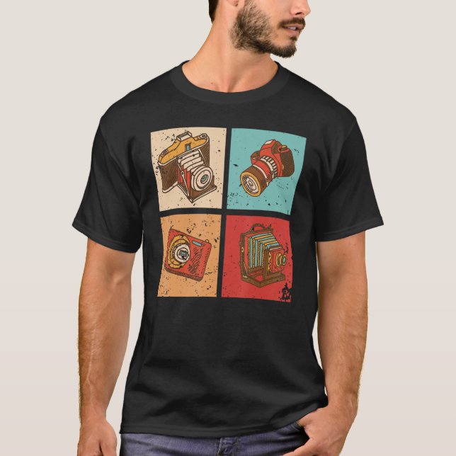 Fotografikamerans Vintage Fotografi Art Manar T Shirt (Framsida)