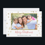 Fotografikkort för guldfetter i Snöflingor God jul Julkort<br><div class="desc">Faux Gold Foil Snöflingor God jul - Helgdag Photo Card. Bild,  datum och familj namn kan bytas ut mot detta enkla och elegant julfotkort.</div>
