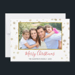 Fotografikkort för guldfetter i Snöflingor God jul Julkort<br><div class="desc">Faux Gold Foil Snöflingor God jul - Helgdag Photo Card. Bild,  datum och familj namn kan bytas ut mot detta enkla och elegant julfotkort.</div>