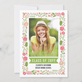 Fotografiklass för 2021 studenten blommigt gräns inbjudningar