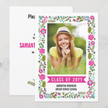 Fotografiklass för 2025 studenten rosa blommigt gr