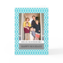 Fotografikort för Aqua Elegant Lattice-Helgdag