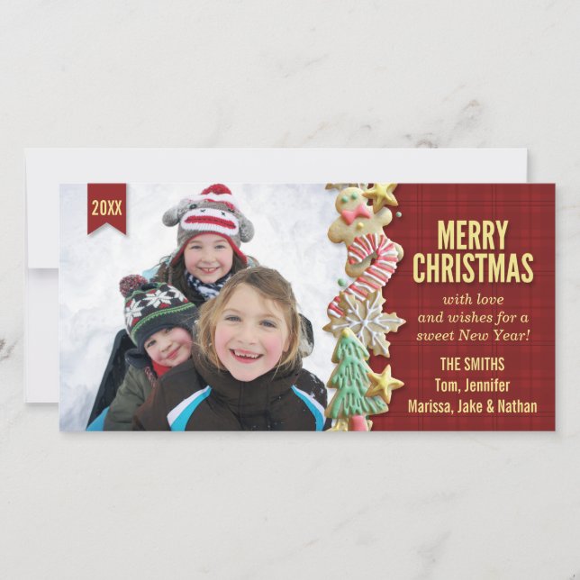 Fotografikort för sockerkakor - Julrött pset-Anpas Julkort (Framsida)