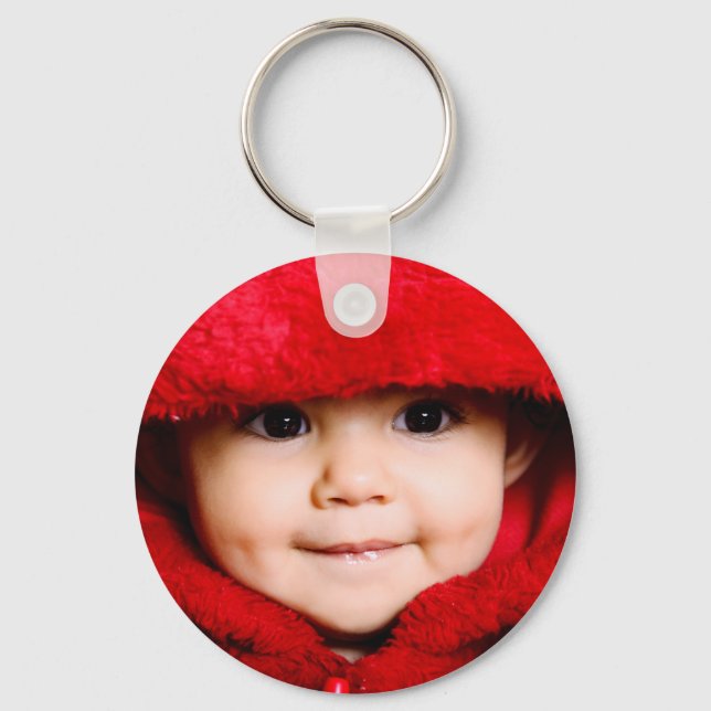 Fotografimall för anpassningsbar Cute Baby-familje Nyckelring (Framsida)