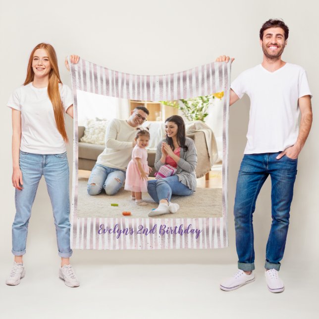 Fotografimall för enkel födelsedag Anpassningsbar Fleecefilt (På plats)