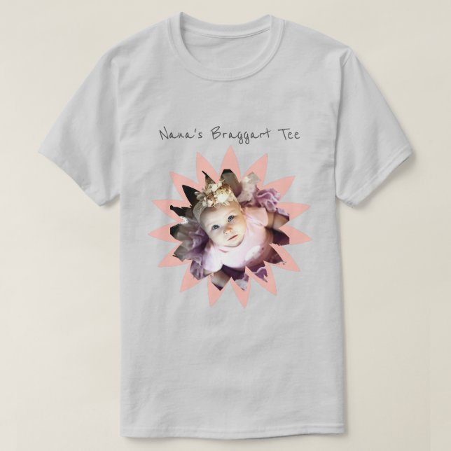 Fotografimall för fotoBright-Rosa med blomma Anpas T Shirt (Design framsida)