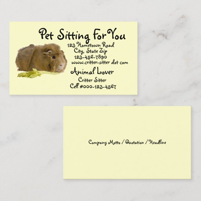 Fotografimall för Ginger Guinea Gris Visitkort (Fram/baksida)