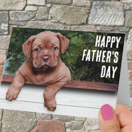 Fotografimall för lycklig Fars dag Cute Brown Pupp Kort