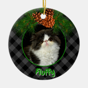 Fotografimall för pute grått svart plaid pinecone julgransprydnad keramik