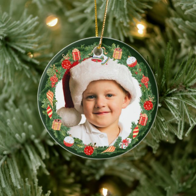 Fotografimall för söt Helgdag Wandeand Julgransprydnad Keramik (Träd)