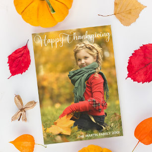 Fotografimodern för familjen Happy thanksgiving El Julkort