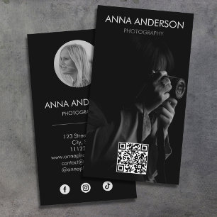 Fotografimoderna media i Lodrät QR-kod Social Visitkort