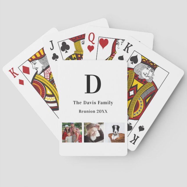 Fotografimonogram för familjeåterförening anpassni casinokort (Baksidan)