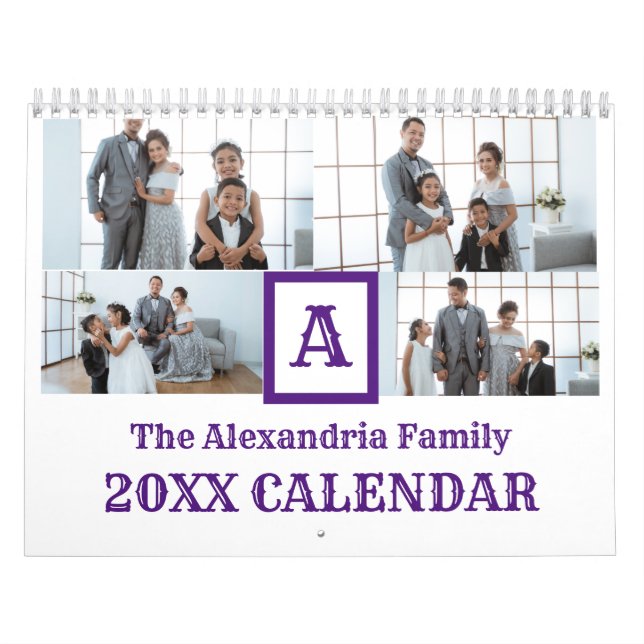 Fotografimonogram för familjen anpassningsbar, år kalender (Omslag)
