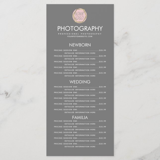Fotografirörelse Din logotyp Grå meny (Framsida)