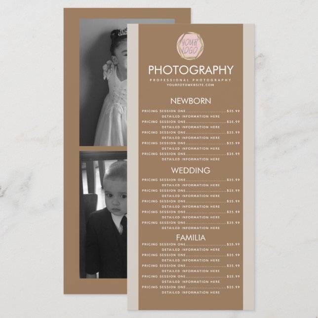 Fotografirörelse Din logotyp jordton meny (Fram/baksida)