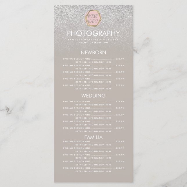 Fotografirörelse Silverglitter Din logotyp Meny (Framsida)