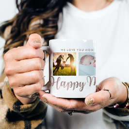 Fotografirutnät för lycklig Mamma Faux Ro Guld Kaffemugg