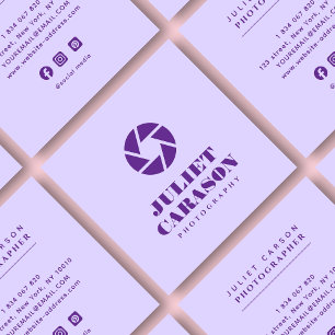 Fotografisk fet typografi Lilac-Lila Fyrkantigt Visitkort