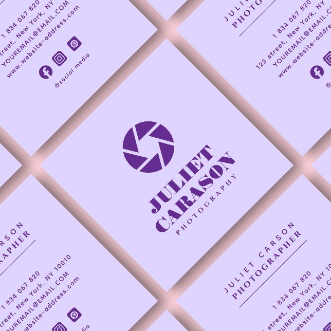Fotografisk fet typografi Lilac-Lila Fyrkantigt Visitkort (Skapare uppladdad)