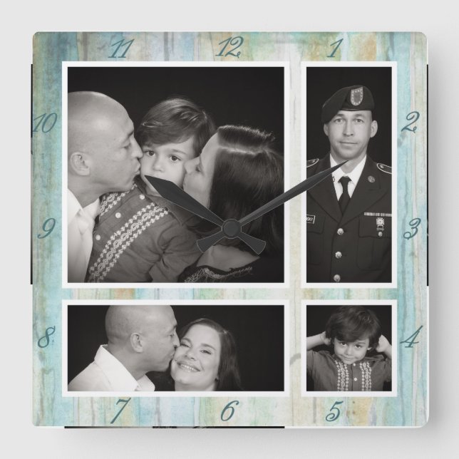 Fotografisk för Driftwoodhav för Collage fyra Fyrkantig Klocka (Framsida)