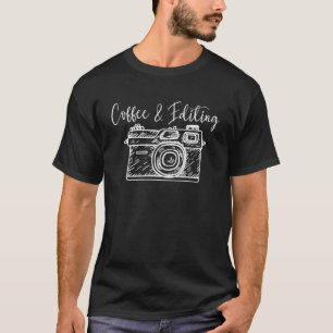 Fotografisk fotodatakaffe och redigering av foto M T Shirt