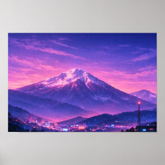 Fotografisk landskapsneonkonst redigerad  poster