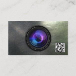 Fotografisk Metall Steel-kamera QR-kod Visitkort