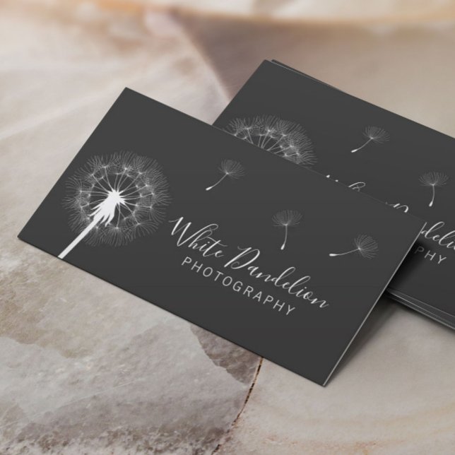 Fotografisk Mörk Grått Dandelion Fotografi Visitkort (Skapare uppladdad)