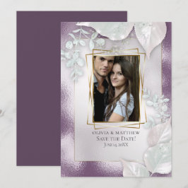 FOTOGRAFISK SPARA DATUM-KORT |  Aubergine Glänsand Inbjudningar