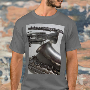 Fotografiska musikinstrument i silver t shirt