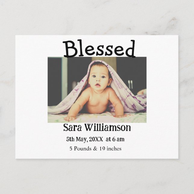 Fotografiskt modernt, minsta födelseattest för red meddelande vykort (Framsida)