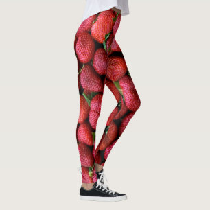 Fotografiskt mönster för saftiga jordgubbar leggings