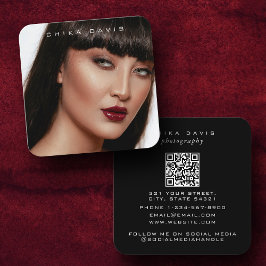 Fotografiskt Trendig Modern Fullt Foto QR-kod Fyrkantigt Visitkort