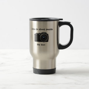Fotografmuggfor för roligt. Exponera, om Resemugg