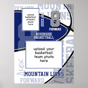 Fotografoto av det blå grått-teamet färg basketbol poster