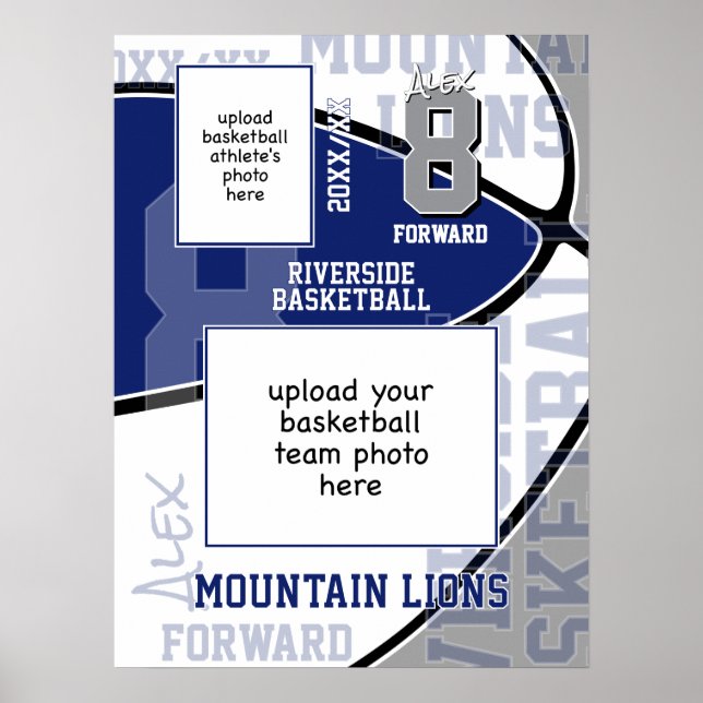 Fotografoto av det blå grått-teamet färg basketbol poster (Framsidan)