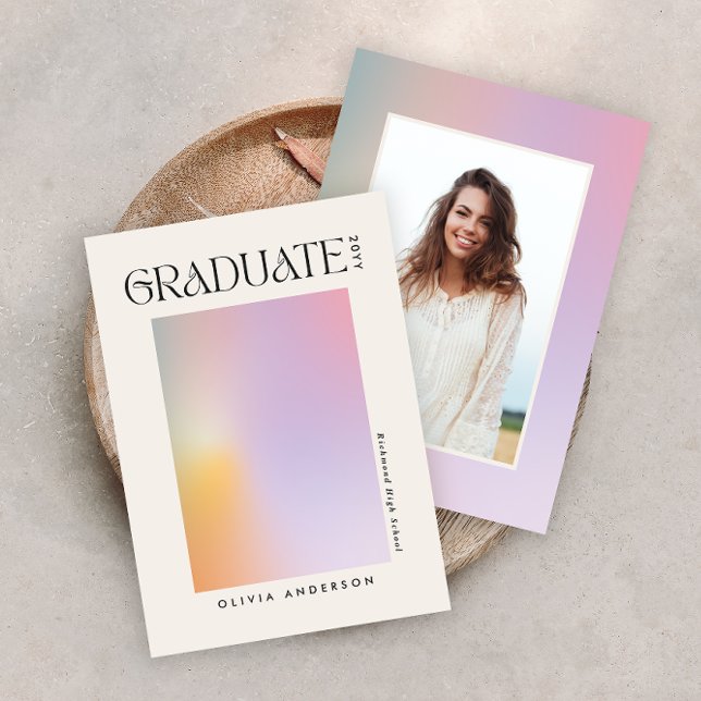 Fotografoto med modern aura rosa studenten-regnbåg inbjudningar (Skapare uppladdad)