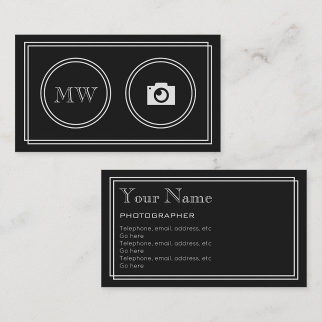 Fotografvisitkortar "för tyst film" visitkort (Fram/baksida)