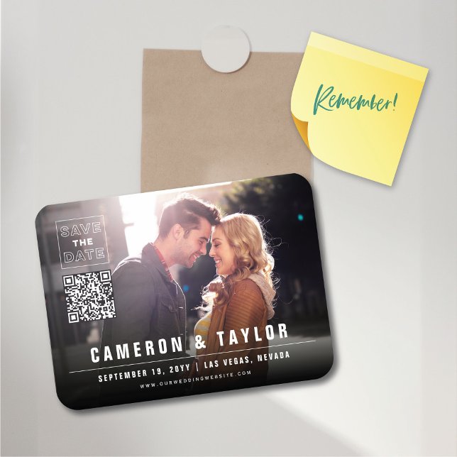 Fotogramodern Chic för enkel ruta Spara datum Magnet (Simple Minimalist Square Box Photo Modern Chic Save The Date Flexible Magnet @ fat_fa_tin)