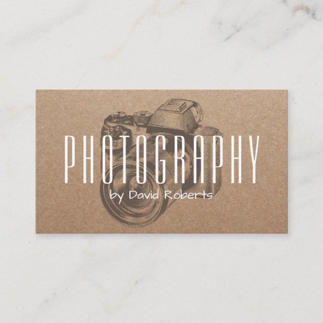 Fotography Professionell Camera Rustic Kraft  Visitkort (Framsida)