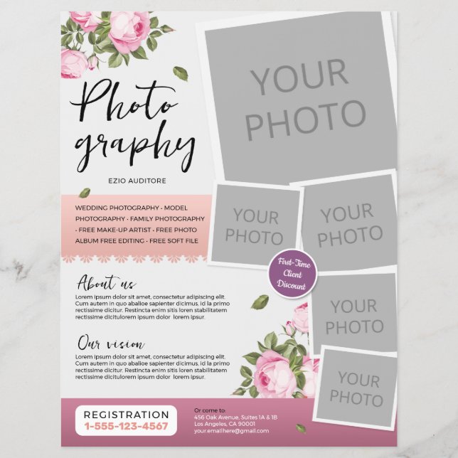 Fotography Studio / Bröllop Photography Reklamblad (Framsidan)