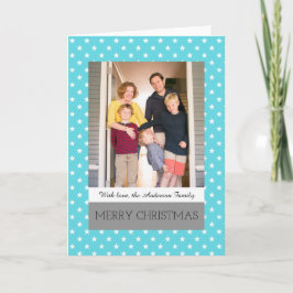 Fotohälsningskort för Aqua Festive Stars Helgdag P Helgkort