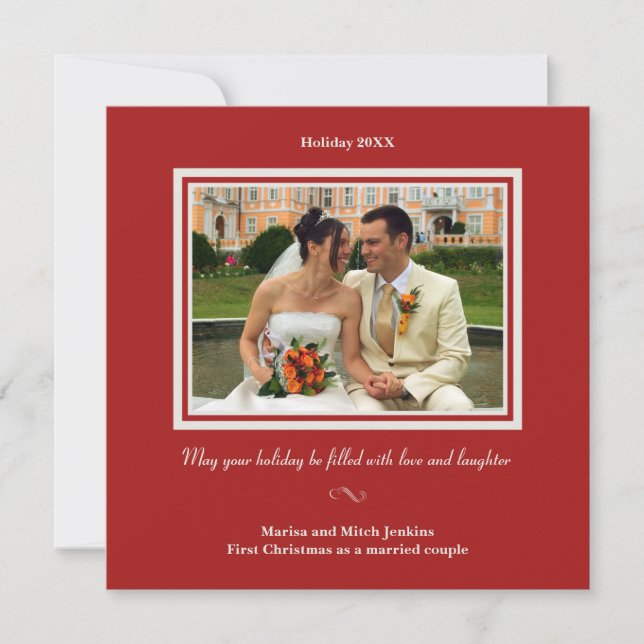 Fotohälsningskort för helgdag, röd julmassa julkort (Framsida)