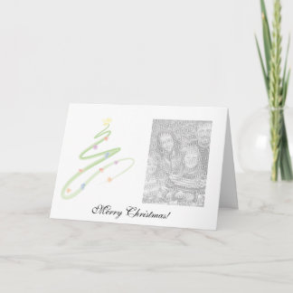 Fotohälsningskort för vattenfärg Julgran Helgkort