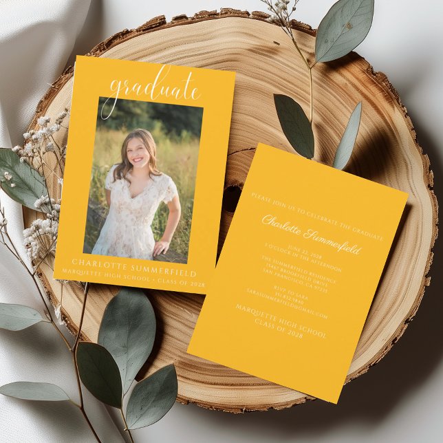 Fotohandskript Guld Studenten Inbjudningar (Skapare uppladdad)