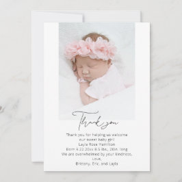 Fotohandskriven babystövel för kalligrafi tack kort